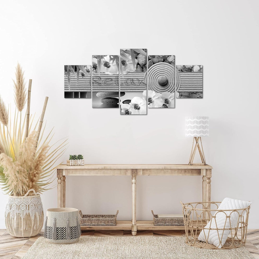 Runa Art Wandbilder Feng Shui Sand 5 Teilig Bild auf Vlies Leinwand Deko Wohnzimmer Schlafzimmer Spa