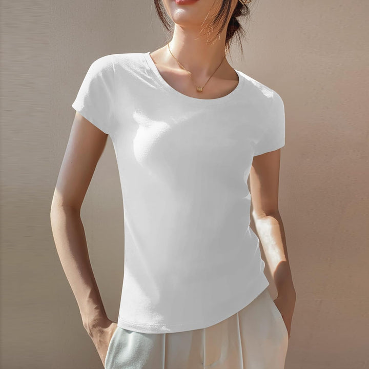 LiKing Damen T-Shirt Baumwolle Kurzarm Basic Sommer Rundhals T-Shirts Oberteile Top Bluse 1/3er Pack