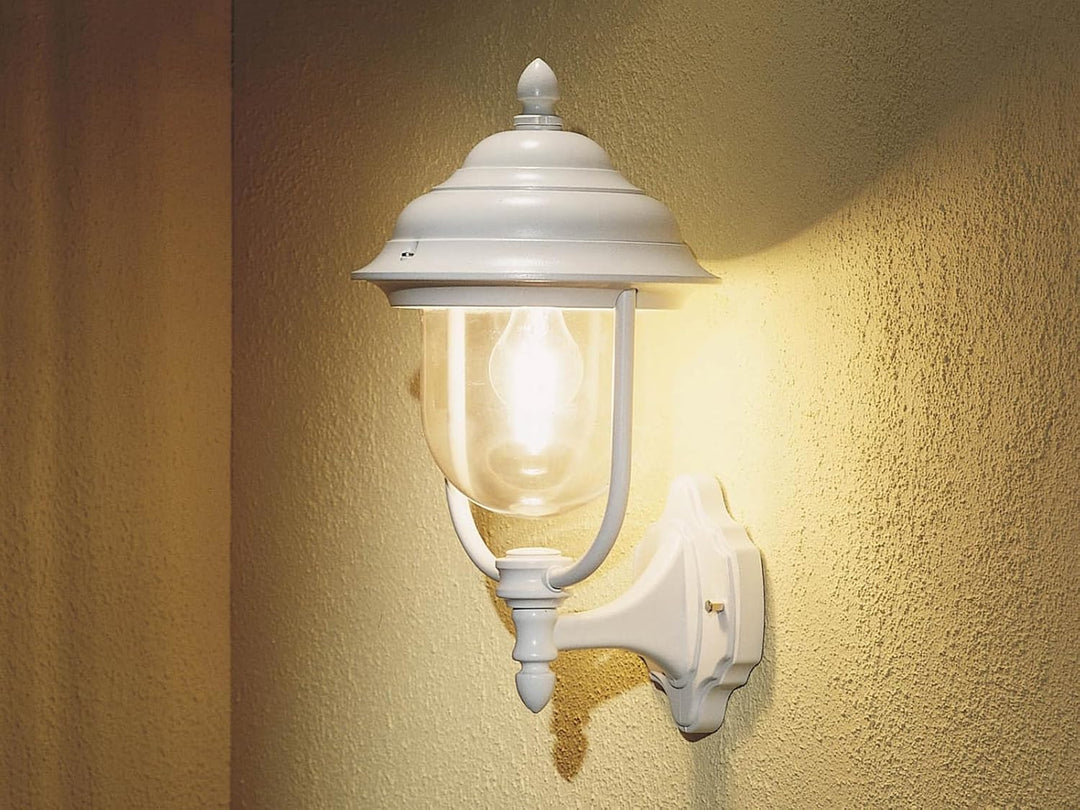 LED Aussenwandlaterne stehend im Landhausstil, Höhe 46cm, weiss, Wandleuchte Stehend