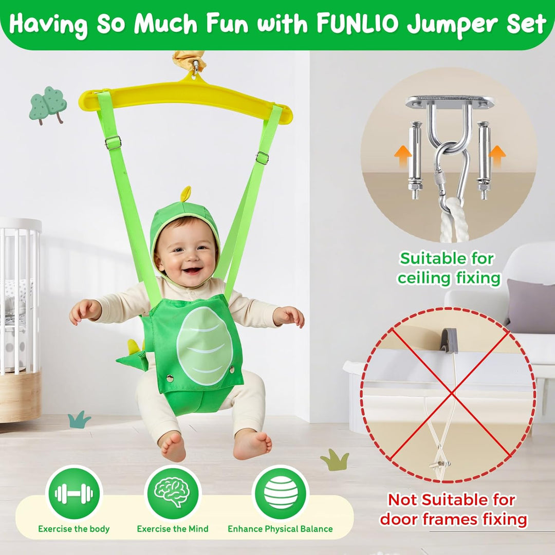 FUNLIO Baby Jumper mit Deckenhaken für 6–24 Monate, Türhopser für Babys für drinnen und draussen, Ba