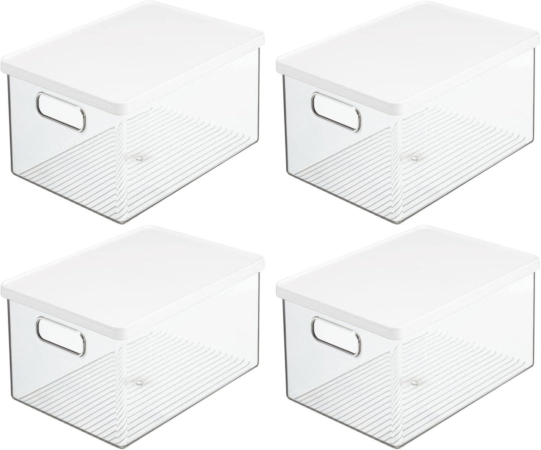 mDesign 4er-Set Kühlschrankbox – Kühlschrank Vorratsdose mit Griffen und abnehmbarem Deckel – lebens