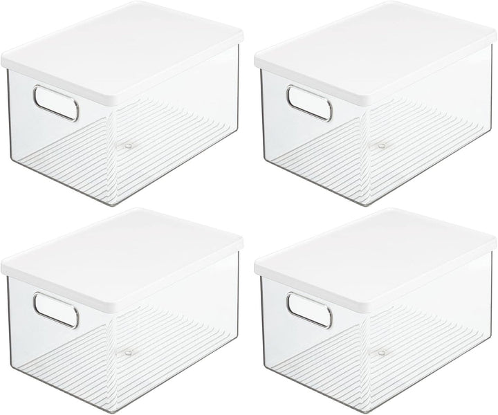 mDesign 4er-Set Kühlschrankbox – Kühlschrank Vorratsdose mit Griffen und abnehmbarem Deckel – lebens