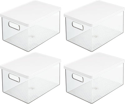 mDesign 4er-Set Kühlschrankbox – Kühlschrank Vorratsdose mit Griffen und abnehmbarem Deckel – lebens
