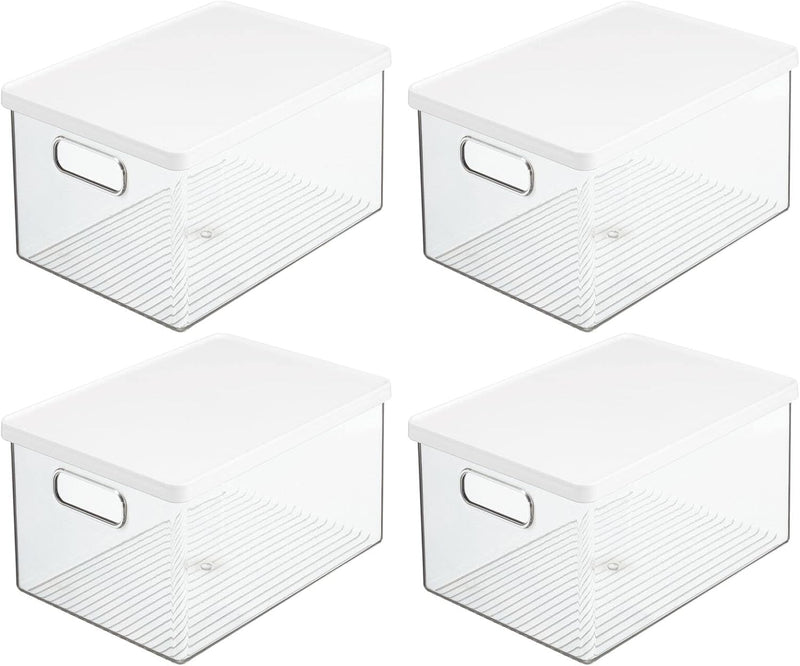 mDesign 4er-Set Kühlschrankbox – Kühlschrank Vorratsdose mit Griffen und abnehmbarem Deckel – lebens