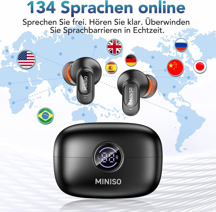MINISO MS105 AI Kopfhörer Übersetzer, 3-in-1 Übersetzungskopfhörer in Echtzeit mit KI-Übersetzungsfu