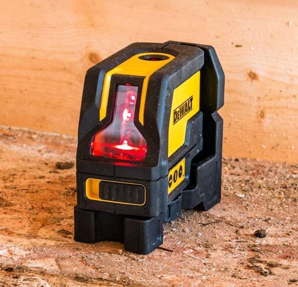 DEWALT Kreuzlinien-Laser mit 2 Lotpunkten (rote Laserdiode, selbstnivellierende, Pulsmodus, Laserkla