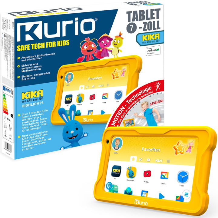 KURIO Kinder Tablet ab 3 Jahren – KiKa Lerntablet für Vorschulkinder mit Silikon-Schutzhülle, 32 GB
