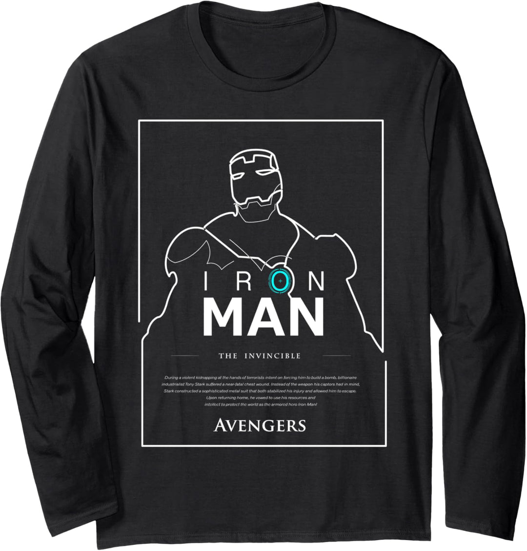 Marvel Iron Man Outlined Movie Poster Langarmshirt