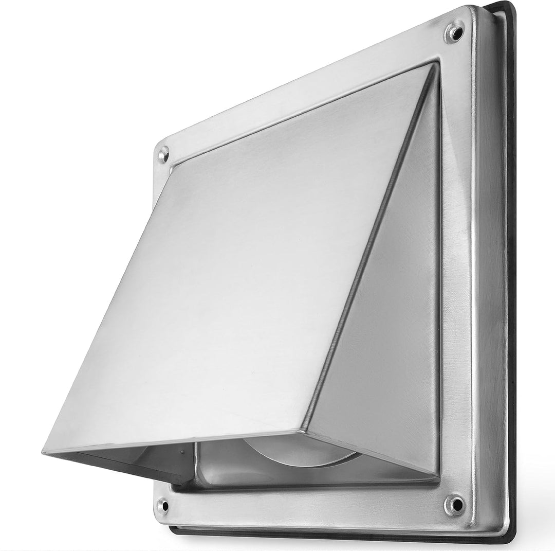 calimaero® HWG Edelstahl Lüftungsgitter 125mm, Abluftgitter, Integrierte Rückstauklappe, Sehr Witter