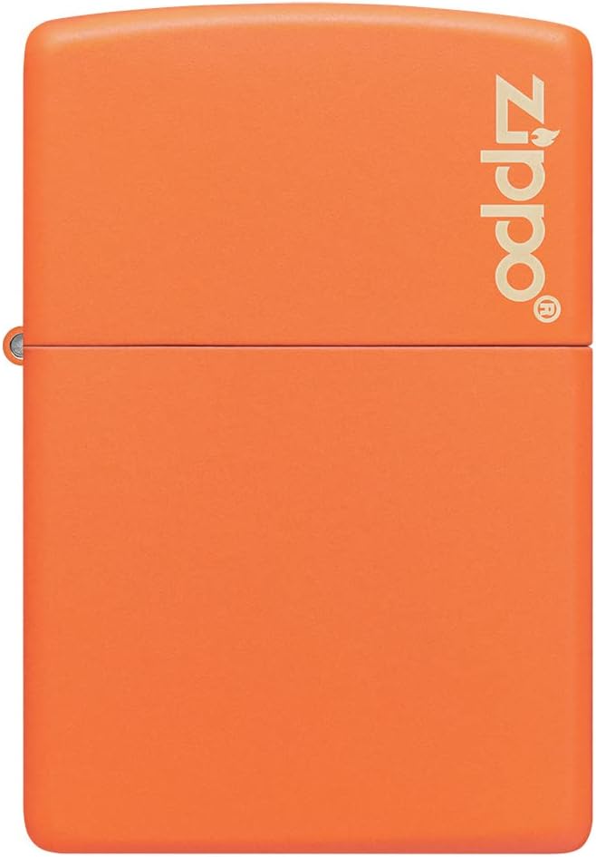 ZIPPO –– Zippo Logo und Flammenmotiv – Orange Matte – Laser Engrave – Sturmfeuerzeug, nachfüllbar, i