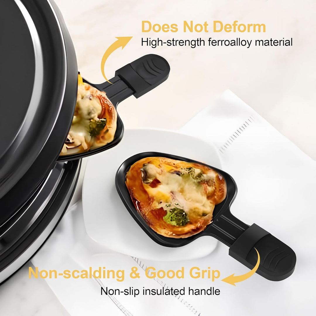 8er Set Raclette Pfännchen antihaftbeschichtet, Mini Grill Pfännchen Ersatz mit 8 Schaber und buntem
