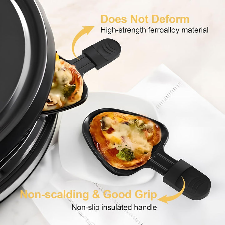 8er Set Raclette Pfännchen antihaftbeschichtet, Mini Grill Pfännchen Ersatz mit 8 Schaber und buntem