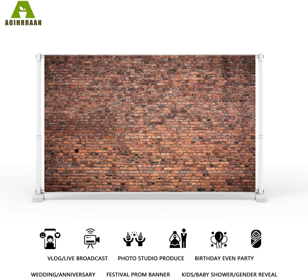 Aoihrraan 3,5x2,5m Vintage Rot Backstein Wand Hintergrund Retro alt Stein Backstein rustikal Textur