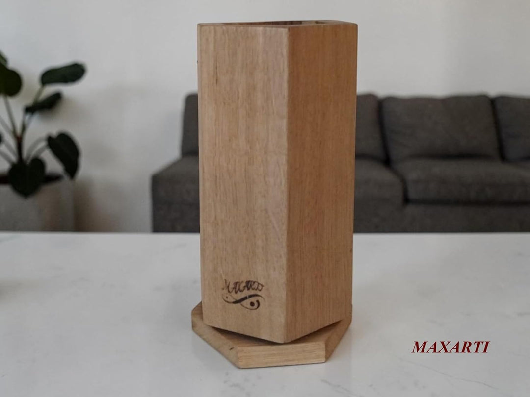360° Drehbarer Magnetischer Messerblock Magnetisch Messerhalter aus Eichen holz mit starken Magneten