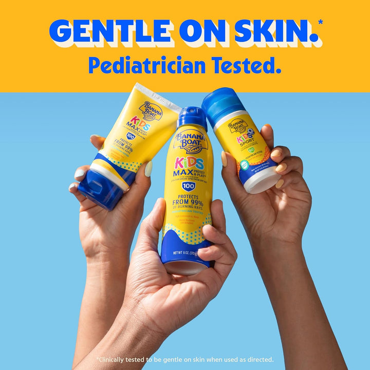 Banana Boat Sunscreen Kids Sport, Tear-Free Broad Spectrum Sunscreen Spray - SPF 50-6 Ounce Twin Pac