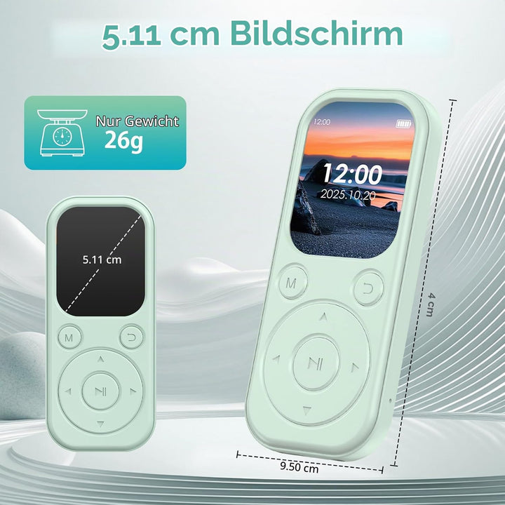 64 GB MP3-Player mit Bluetooth 5.3, tragbarer Musik-Player mit HiFi-Klangqualität und FM-Radio, 300