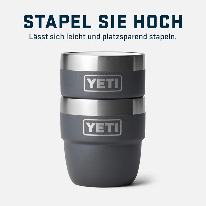 YETI Rambler Stapelbare Tasse Mit DuraSip Keramikbeschichtung, Black, 2 Pack 4 oz (118 ml), Black
