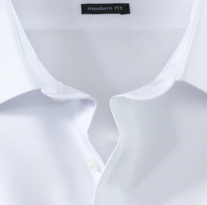 OLYMP Herren Businesshemd Langarm Luxor,Rotationsdruck,modern fit,Global Kent 37 Weiss, 37 Weiss