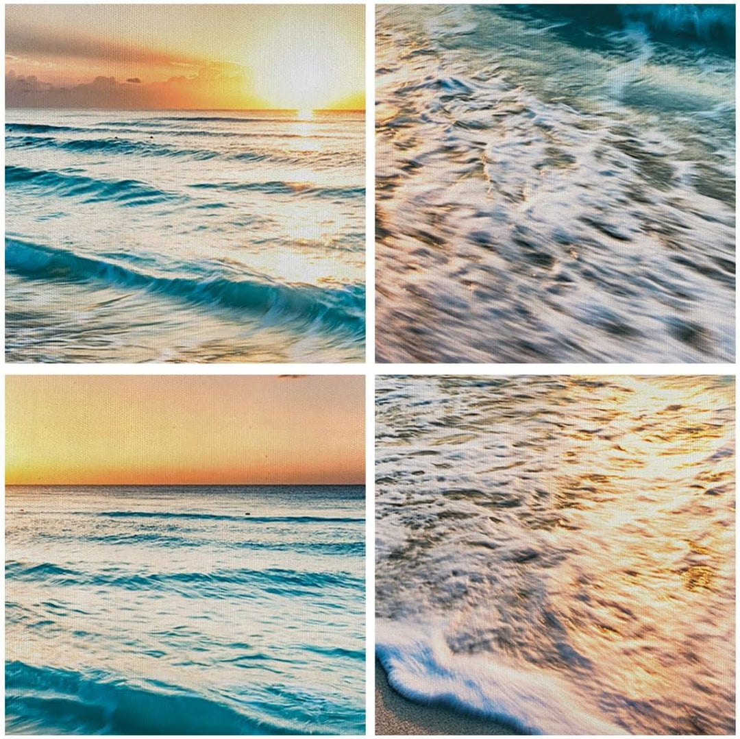 Bilder auf Leinwand Meer Welle Strand Leinwandbild mit Rahmen 70x50cm Wandbilder Dekoration Wohnzimm