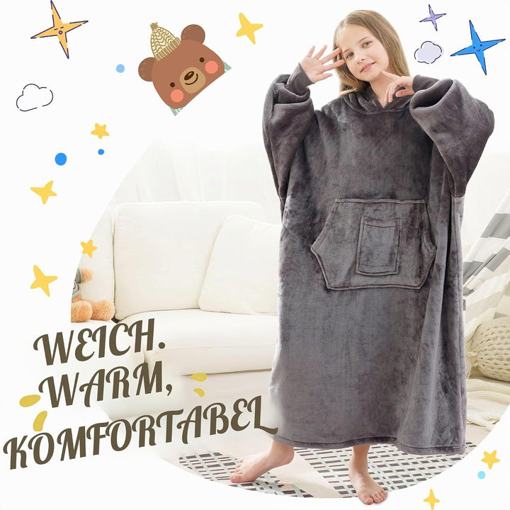 FUSSEDA Übergrosse Tragbare Decke Sweatshirt, Super Dicke Warme Sherpa Fleece Kuscheldecke Hoodie mi