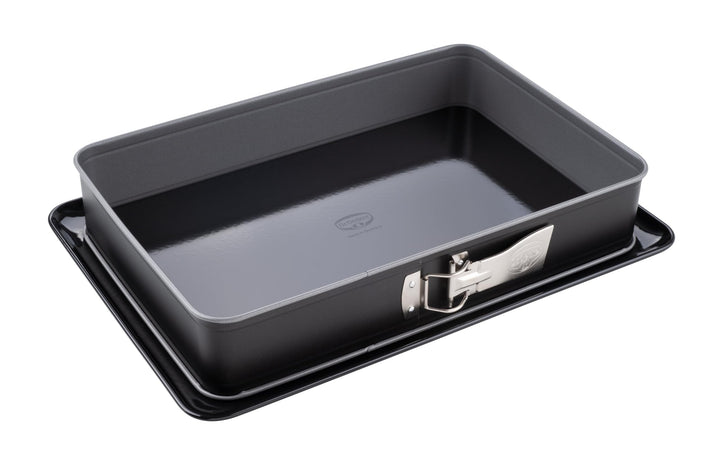 Dr. Oetker Rechteckige Springform mit Servierboden 38 x 25 cm Back-Idee – Eckige Backform mit Schnit