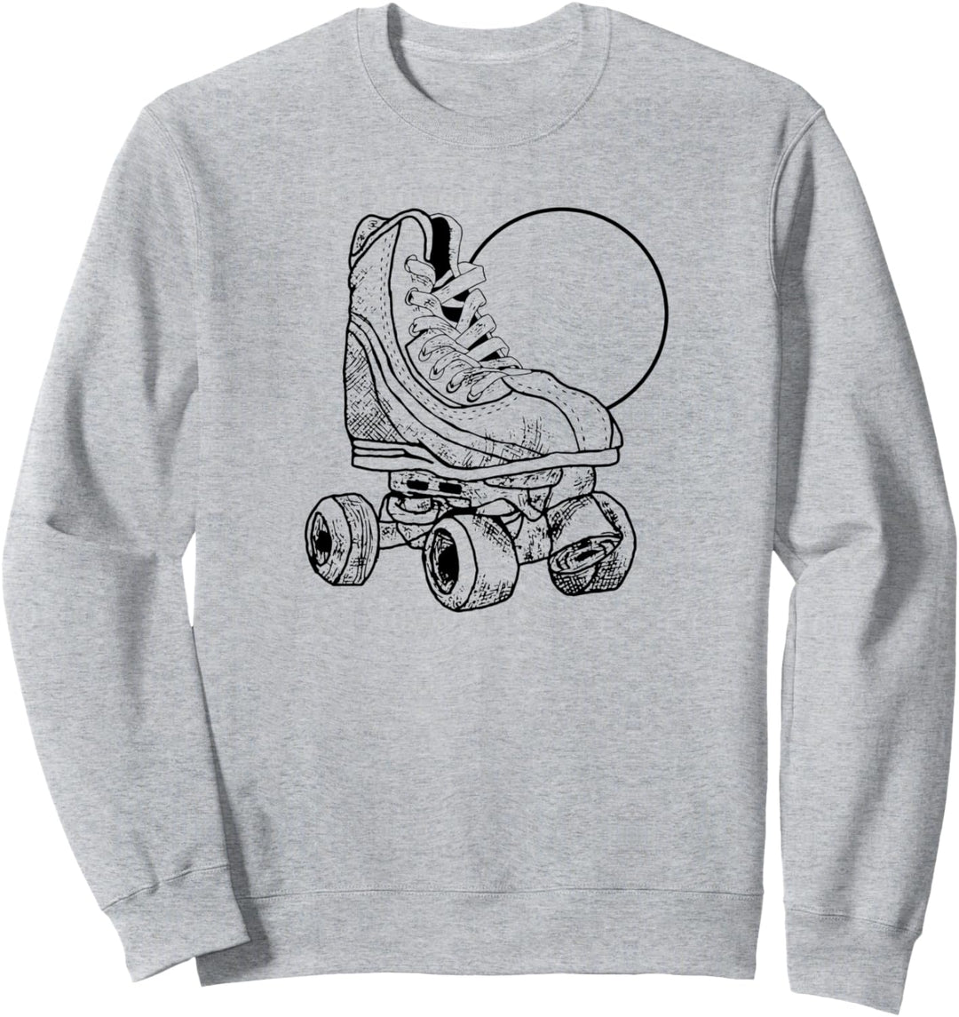 Minimalist Roller Skate & Sun Vintage Retro Simple Sketch Sweatshirt