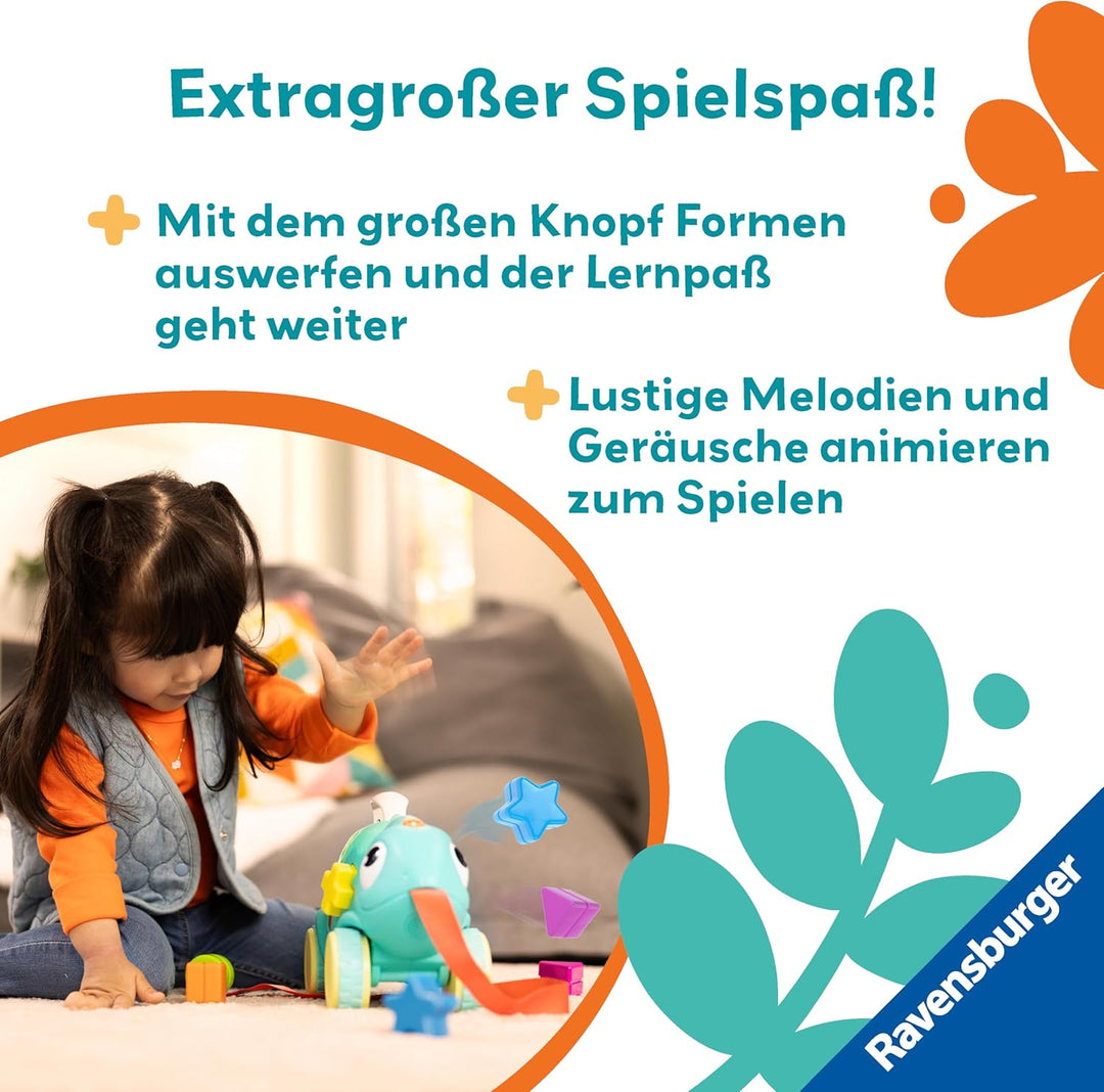 Ravensburger 4875 Play+ Musikalisches Formen und Farben Chamäleon, Farben- und Formensortierer, mit
