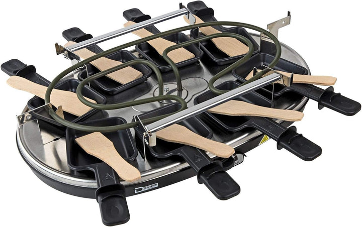 Raclette Grill 3 in 1 Garen Crepes Maker Heisser Stein für 8 Personen 1500 Watt