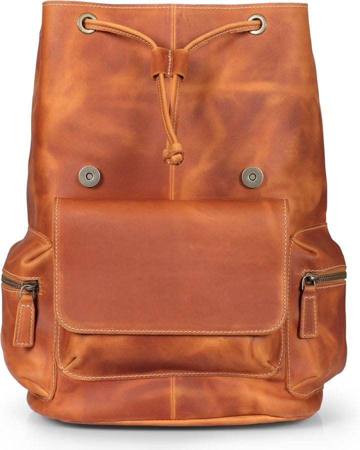 MegaGear Valley Echter Leder Rucksack Kamel, Kamel