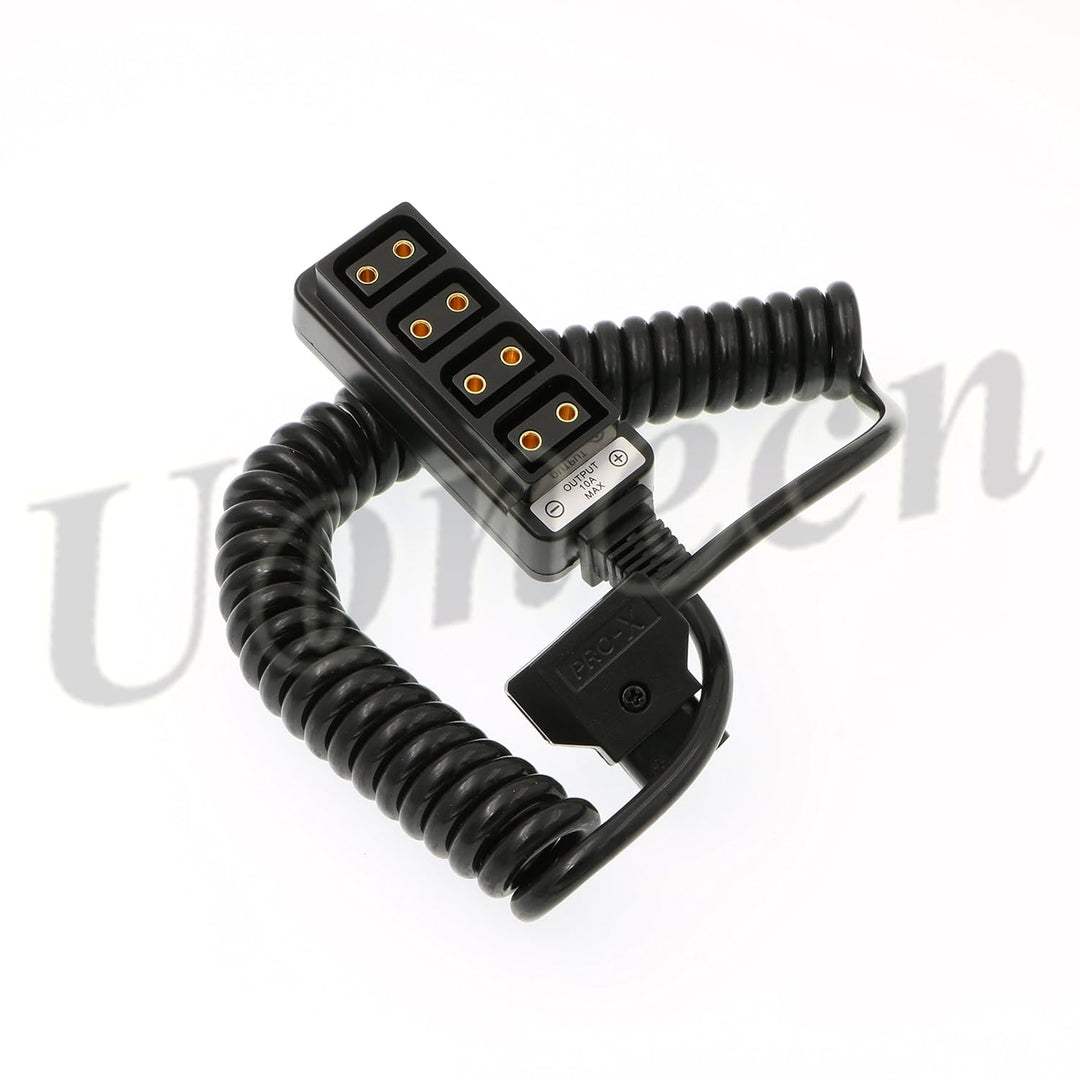 Uonecn Fotografie-Spiralkabel D-Tap B-Typ Stecker auf 4 Port D-Tap Buchse für Anton Bauer V-Mount Ba