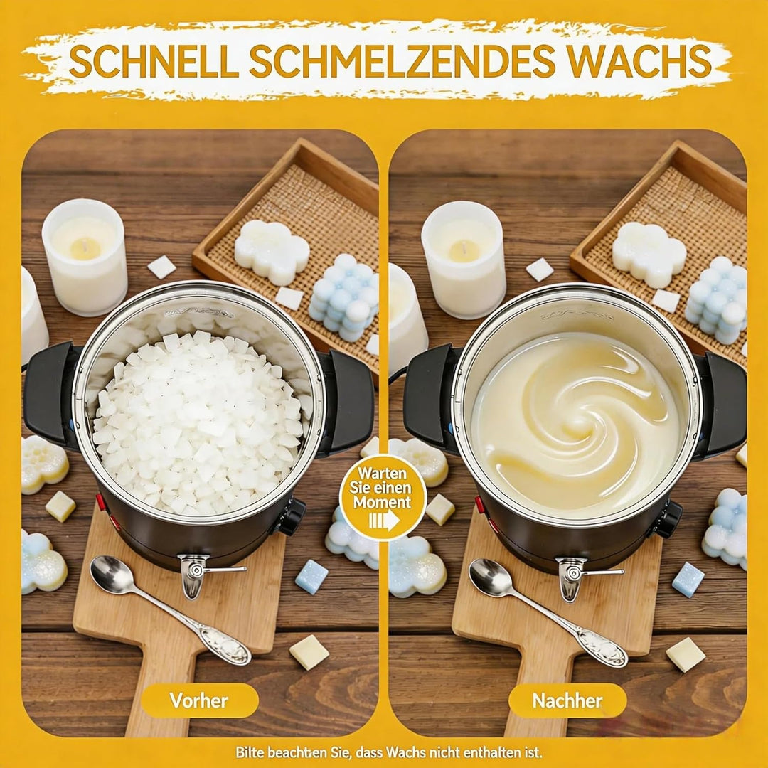 Cutycaty Wachsschmelzer für Kerzen 8L/10L/12L/15L Wachsschmelzgerät für Kerzenherstellung 1800W Elek