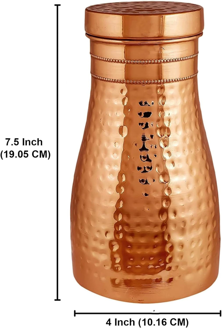 Kupferkrug Nachttisch-Karaffe 1.2 Litre/40 Oz Schlafzimmer-Wasserflasche Ayurveda Gesundheitliche Vo