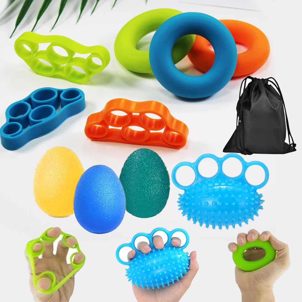 Fingertrainer Handtrainer Ball Set, 11 Stück Handtrainer Fingertrainer Ball Weich mit 3 Stärken für
