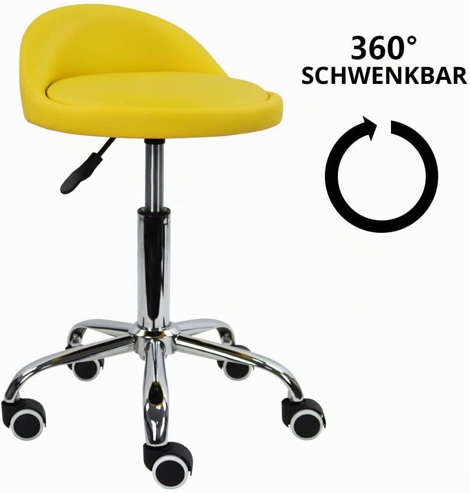 KKTONER Rollhocker mit Rückenlehne höhenverstellbar drehbar Arbeitshocker Drehhocker Rollhocker Büro