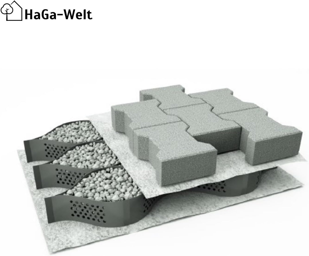 HaGa® Geogitter 6,5 m x 2,5 m x 10 cm = 16,25 m² | Bodenverstärkung - Kiesgitter für stabilen Boden