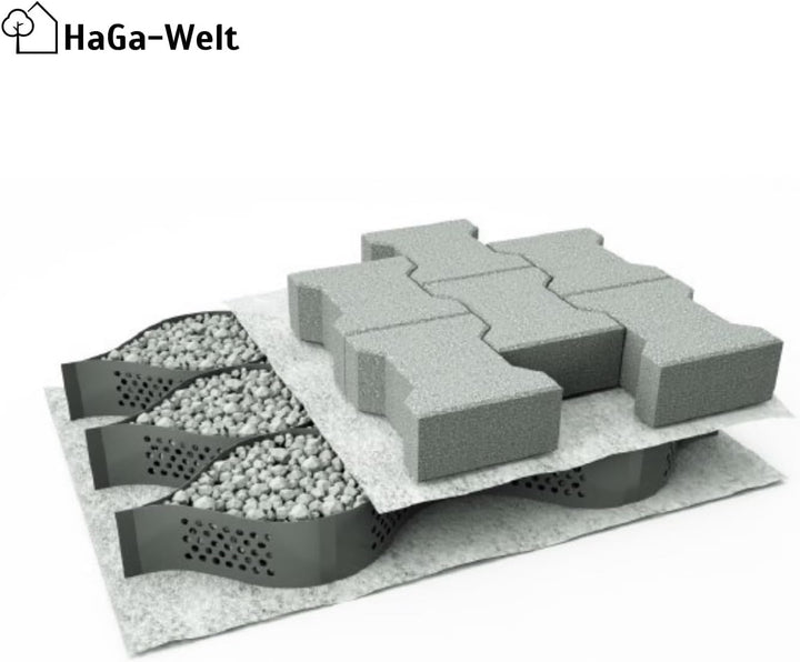 HaGa® Geogitter 6,5 m x 2,5 m x 10 cm = 16,25 m² | Bodenverstärkung - Kiesgitter für stabilen Boden