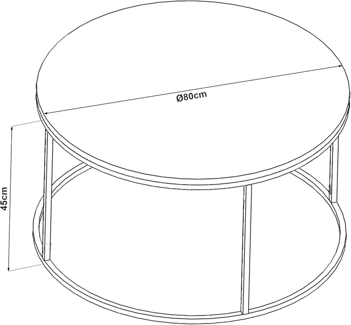[en.casa] Couchtisch Kolari 45 x 80 cm Beistelltisch Wohnzimmertisch Glastisch Sofatisch rund Rauchg