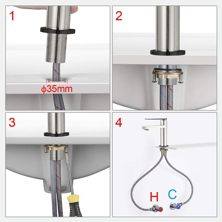 GRIFEMA LYON-G11001A | Bad - Waschtischarmatur mit wassersparfunktion, G3/8'' Anschlüsse | Einhebel