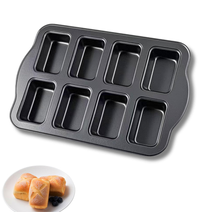Mini Kuchen Backform, Minikastenkuchenblech Antihaft für 8 Kuchen, Mini Kastenform, Backform Rechtec