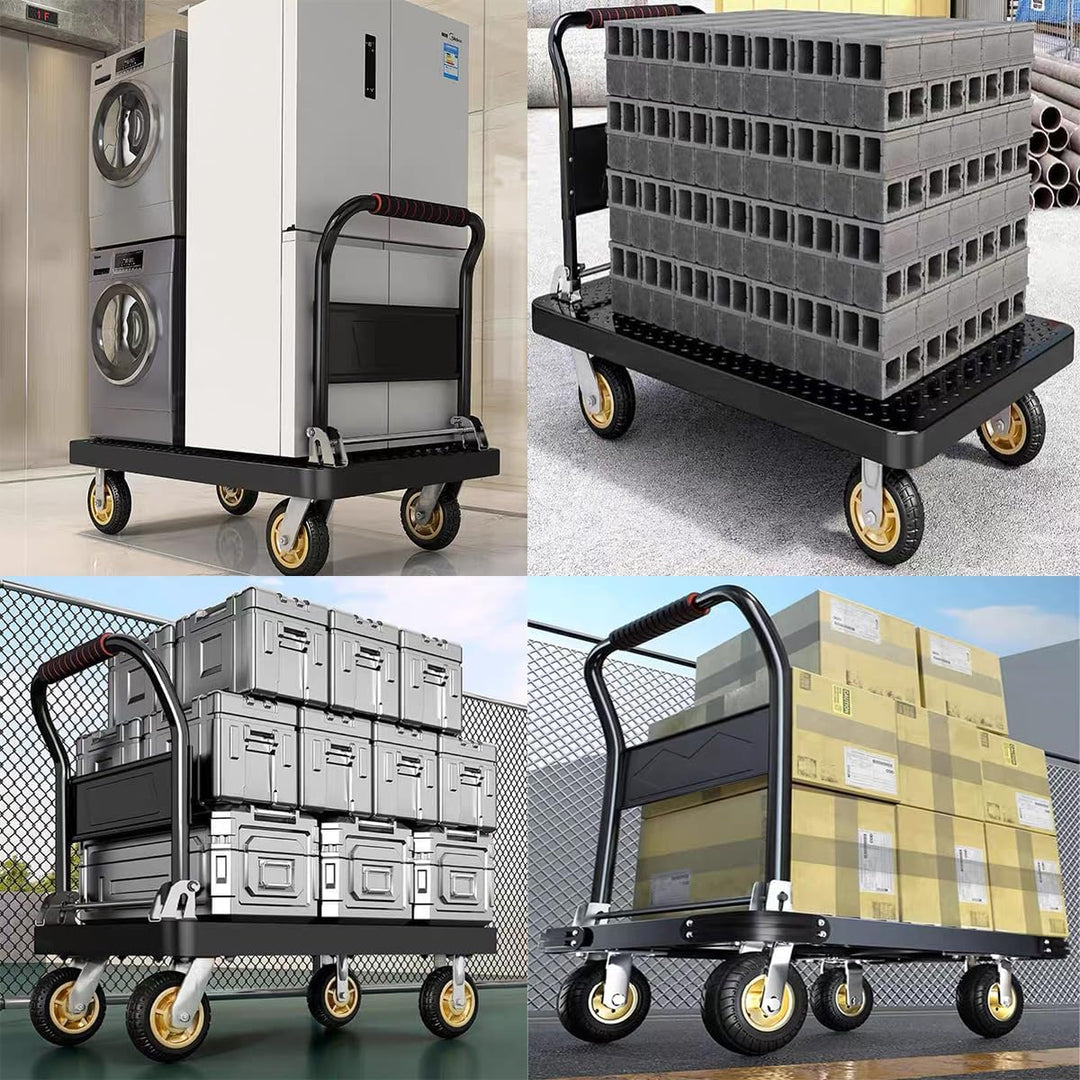 Platform Trucks Industrial Trolley 90x60cm Portable Moving Cart Large Flatbed with Wheels 2200kg. Lo