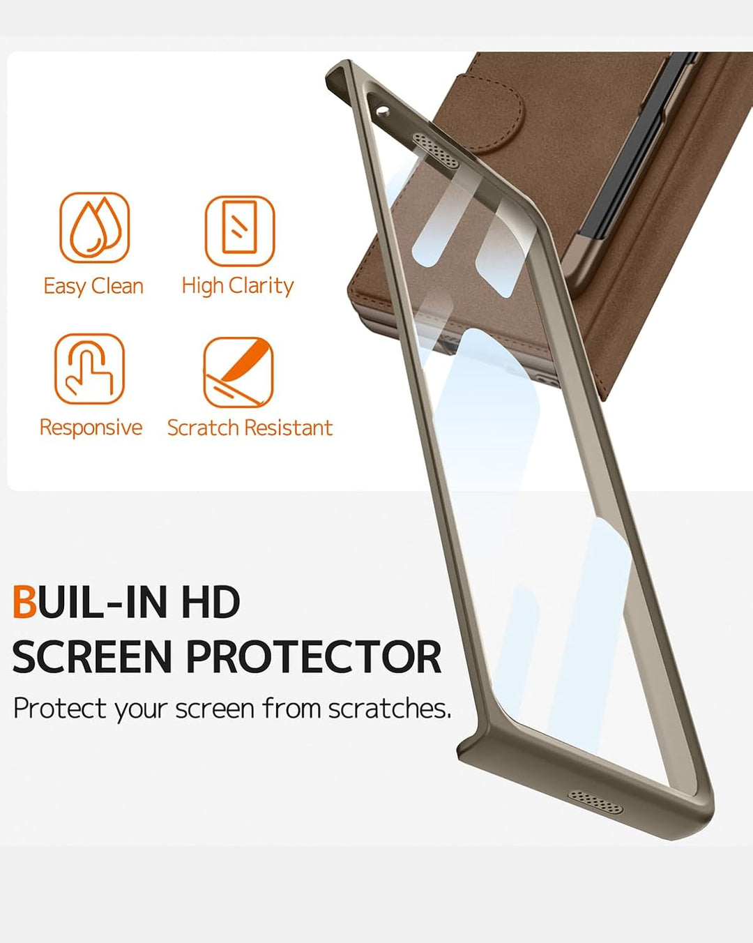 NINKI für Samsung Galaxy Z Fold 7 Wallet Case mit Displayschutz,Scharnierschutz 2 Kartensteckplätze