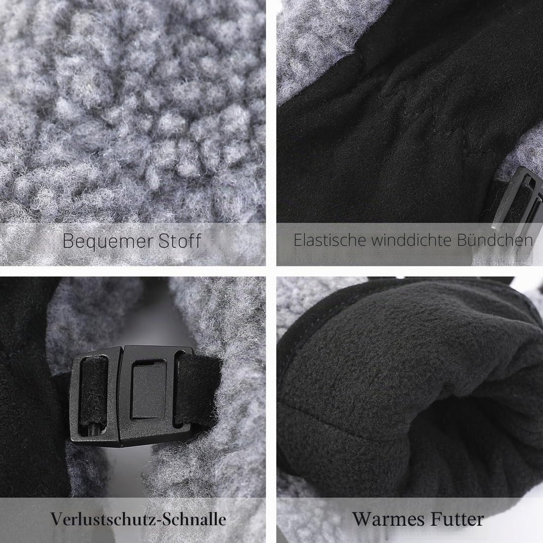Harssidanzar Damen Winter Lederhandschuhe Outdoor Warm gefüttert Skifahren Fäustlinge SL020EU XS Gra