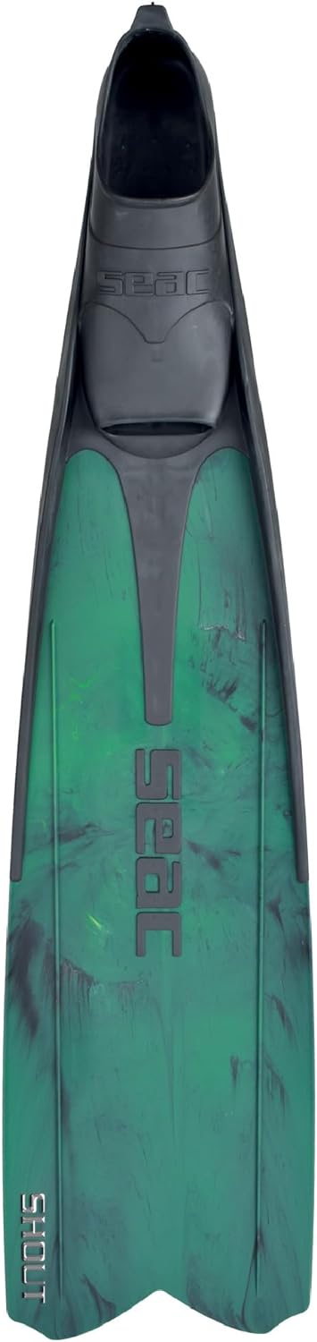 Seac Unisex-Adult Shout Lange Fussteilflossen für die Unterwasserjagd und zum Freitauchen Grün 43/44