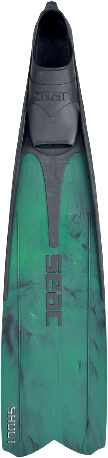 Seac Unisex-Adult Shout Lange Fussteilflossen für die Unterwasserjagd und zum Freitauchen Grün 39/40