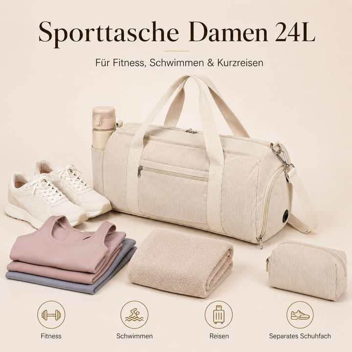 LOIDOU Sporttasche Reisetasche Damen Fitnesstasche mit grossem Schuhfach Nassfach Sport Travel Bag T