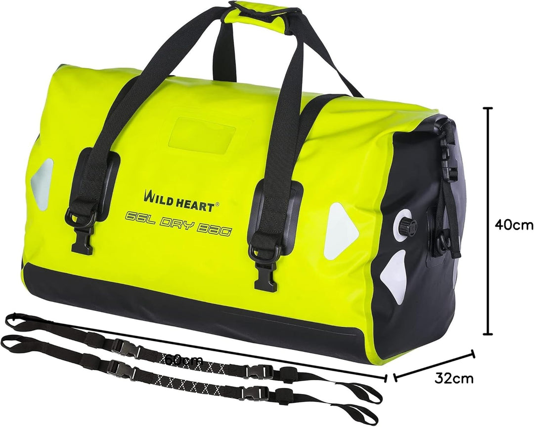 WILD HEART wasserdichte Reisetasche, 40 l 66 l, 100 l, mit verschweissten Nähten, Schultergurten, Ne