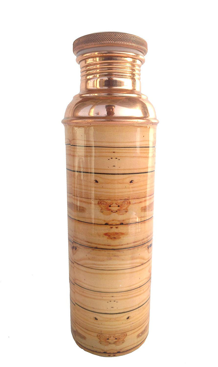 Holz Design Siebdruck reines Kupfer Wasser Flasche 950 ml Fassungsvermögen Ayurveda Gesundheit Benef