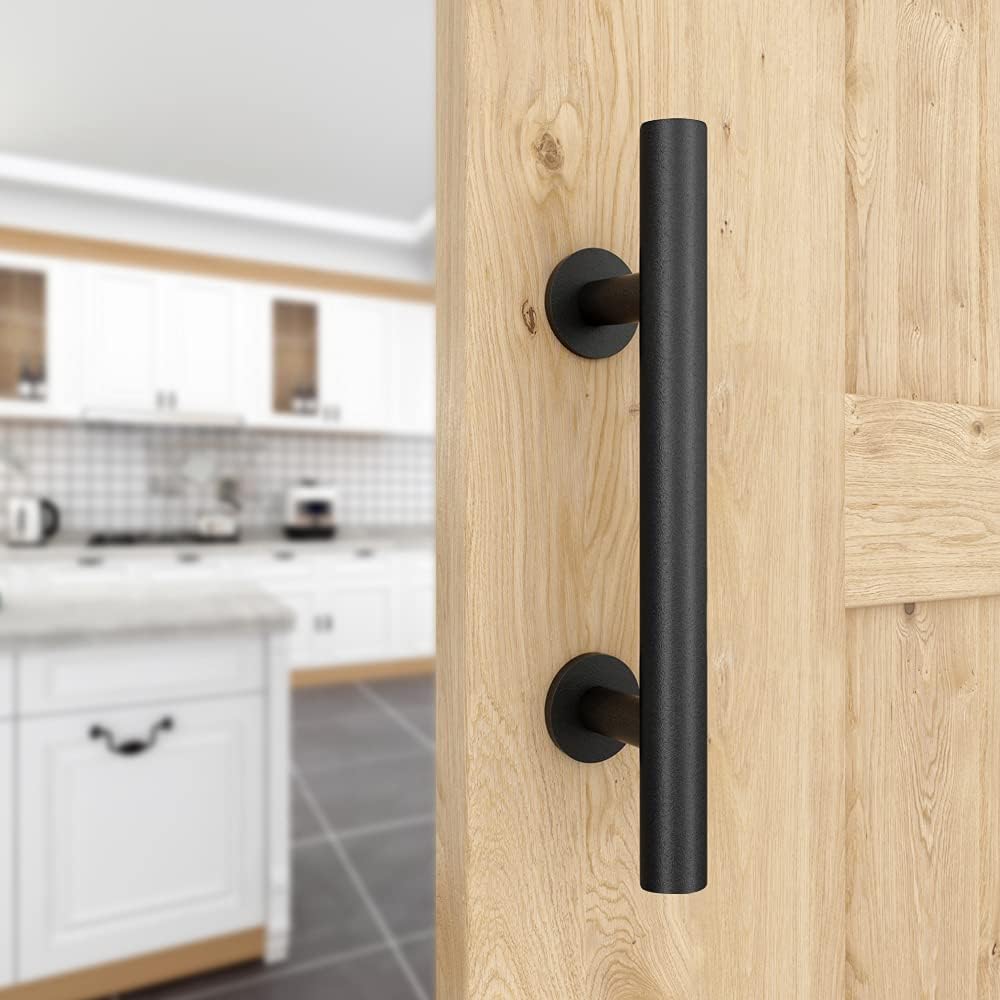 WINSOON Schiebetürgriffe 30cm schwarze Beschläge mit bündigem Fingerzug, gross, rustikal, für Tore,