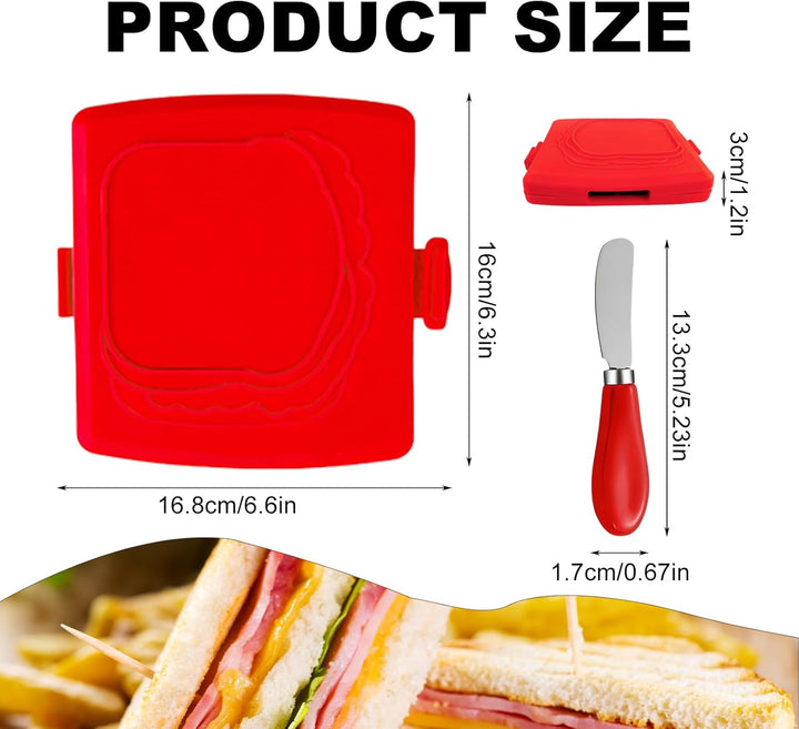 Sandwichmaker Mikrowellen, Silikon Sandwichtoaster 16 cm, Sandwich Maker Mit Buttermesser, Presse 3