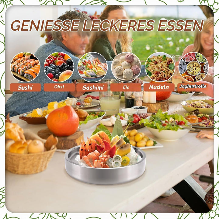 Serviertablett aus 304 Edelstahl, kaltgekühlt, für Vorspeisen, Garnelen, Cocktail-Servierschale mit